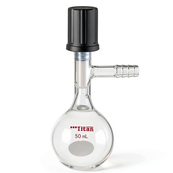 Glass Schlenk Flask 50ml Borosilicate 0-4mm Vacuum Valve ADAMAS BETA-0
