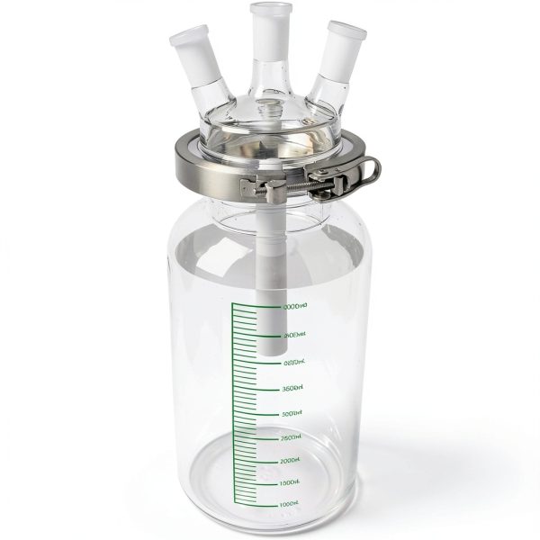 5000mL 24/40 Three-Neck Glass Cylinder Reactor NANSHIN 5L Flask-0