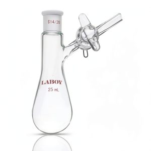 Laboy 25mL Schlenk Flask – Pear‑Shaped with 14/20 Joint, Stopcock-0