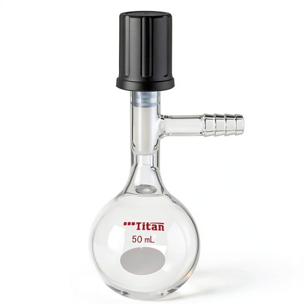 Glass Schlenk Flask 50ml Borosilicate 0-4mm Vacuum Valve ADAMAS BETA-1