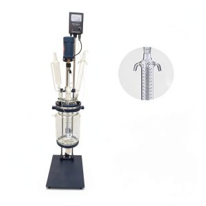 TECHTONGDA 5L Glass Reactor 110V Double Layer Reaction Vessel, Laboratory Jacketed Reactor, Adjustable Speed 0-600 RPM-0