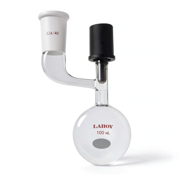 Laboy Glass 100mL Round Bottom Schlenk Flask with 0-4mm Vacuum Valve-0