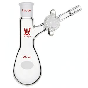 25ml Schlenk Reaction Flask with Glass Stopcock and 14/20 Joint,-0